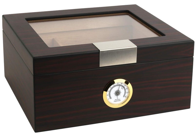 Premium Cigar Humidor for 2550 Cigars Elegant Humidor humidor with Hygrometer and Humidifier Cedar Lined Cigar Box for Optimal Humidity Control WalnutAnalog